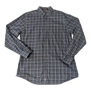 Nordstrom Smart Care Traditional Fit Wrinkle-Free Blue Plaid LS Shirt Men's LT